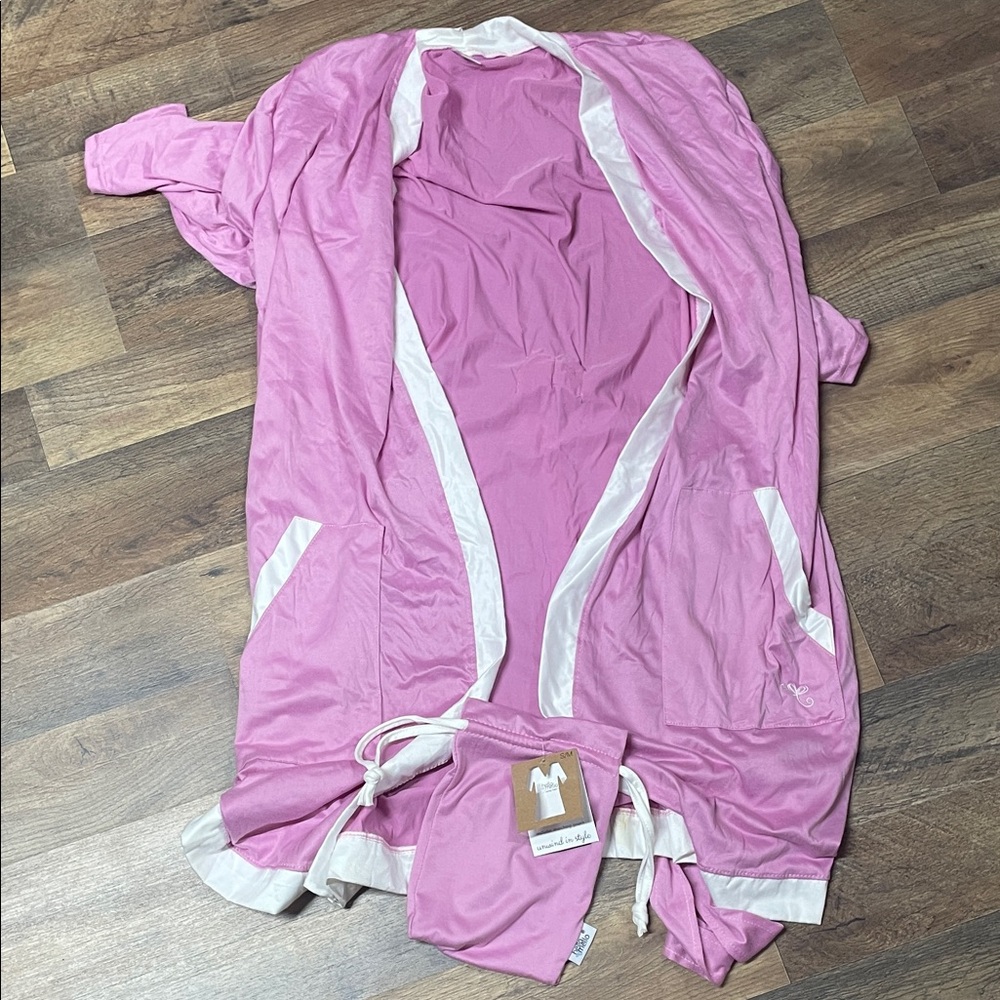 Women's Pink Satin-Trim Robe - Lightweight Lounge Wrap